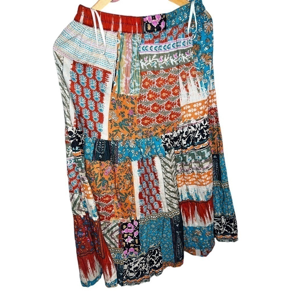 Nwot ▶️ Farm Rio ◀️ Patchwork Colorful Tropical Resortwear Maxi Skirt Size M - Picture 12 of 12